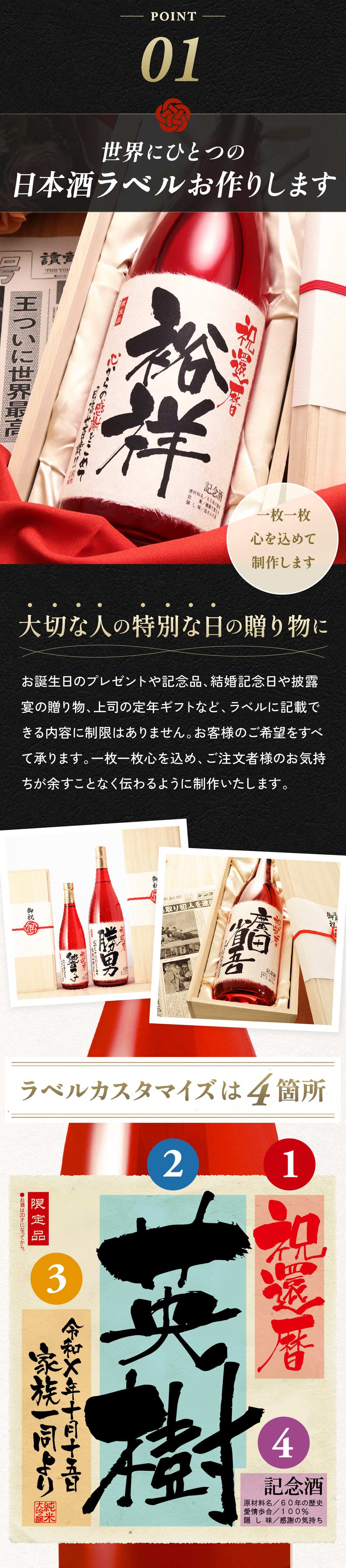 還暦祝い 男性 プレゼント 誕生日 敬老の日 60年前の新聞付き 赤いもの 赤色 名入れ 名前入り ギフト 贈り物女性 上司 即日発送  【真紅】1800ml 日本酒