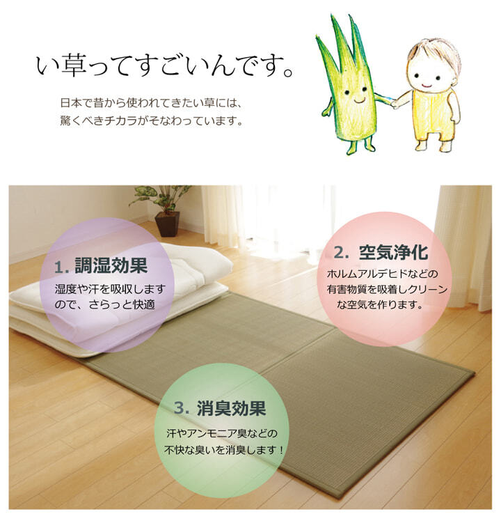 ベッド 寝具 マットレス セミダブル 三つ折り い草 置き畳 国産 『い草マットレス』 約120×210cm （裏:不織布）