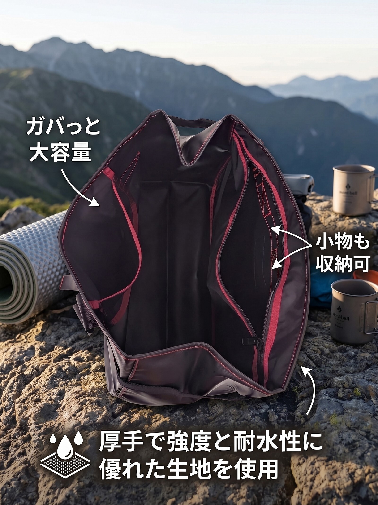 【ラッピング無料】mont-bell モンベル タフトート M・L 1123234 1123235 ブラック 28L 45L ギフト キャンプ アウトドア用 アウトドアグッズ