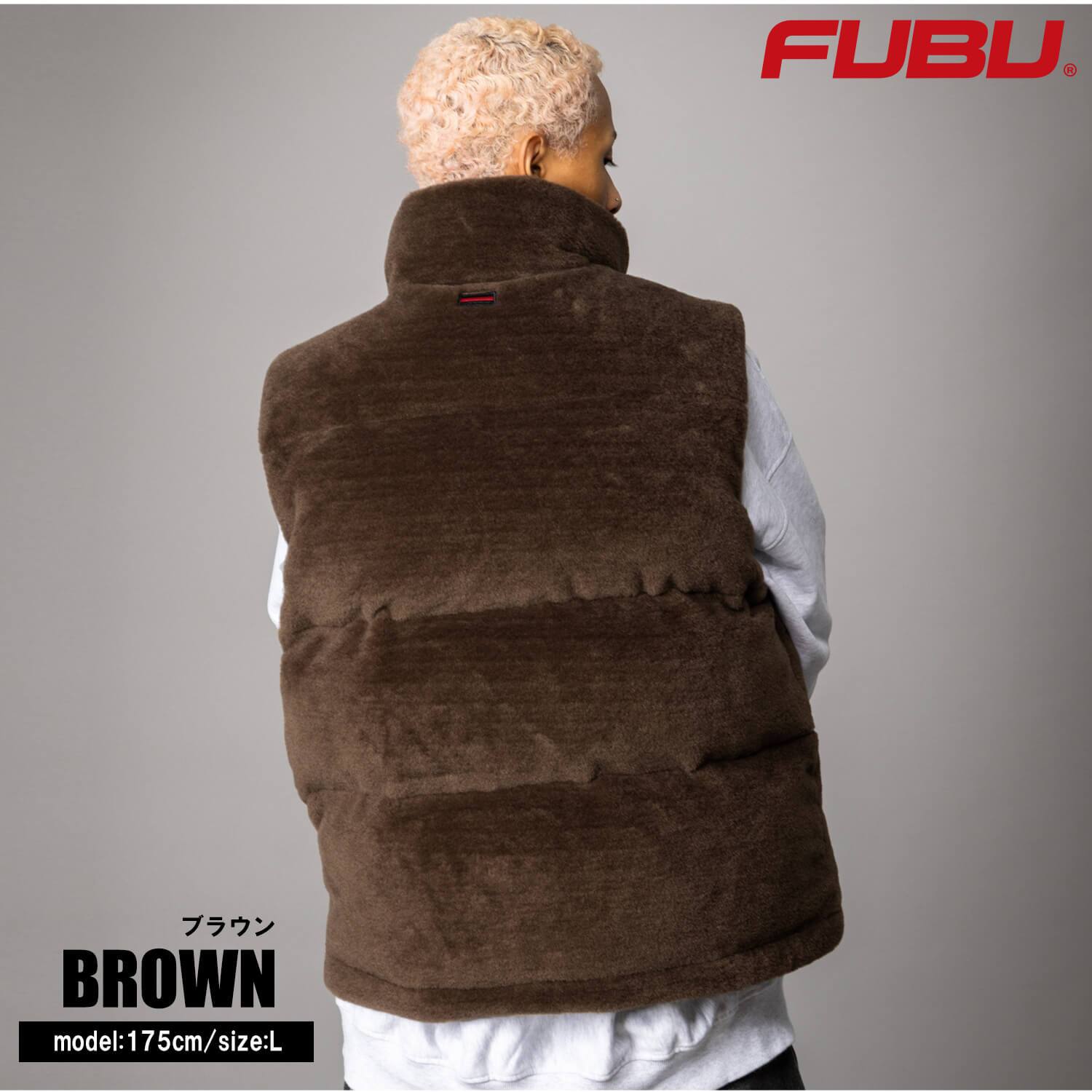 FUBU フブ 中綿ベスト メンズ フェイクファー パファー ダブルジップ エコダウン アウター ストリート あったか 防寒 保温 ヒップホップ ダンス オーバーサイズ ビッグシルエット 秋冬 M L XL XXL 大きいサイズ レディース fam-62306 2026FW karlas