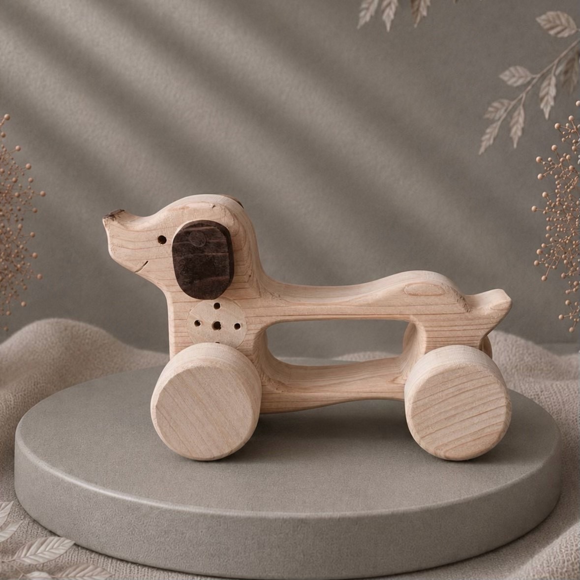 国産ヒノキの鈴入りコロコロワンコ｜音が鳴る木製おもちゃ｜犬の木のおもちゃ・知育玩具｜出産祝い