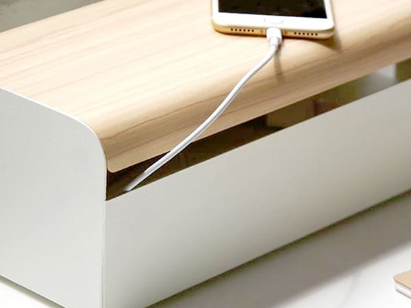 デスク チェア コードボックス 幅38×奥行き13×高さ11cm スチール 完成品 ブラウン ナチュラル ホワイト 配線ボックス 配線 コード 隠し 延長コード 収納 ボックス配線ボックス ボックス 新生活