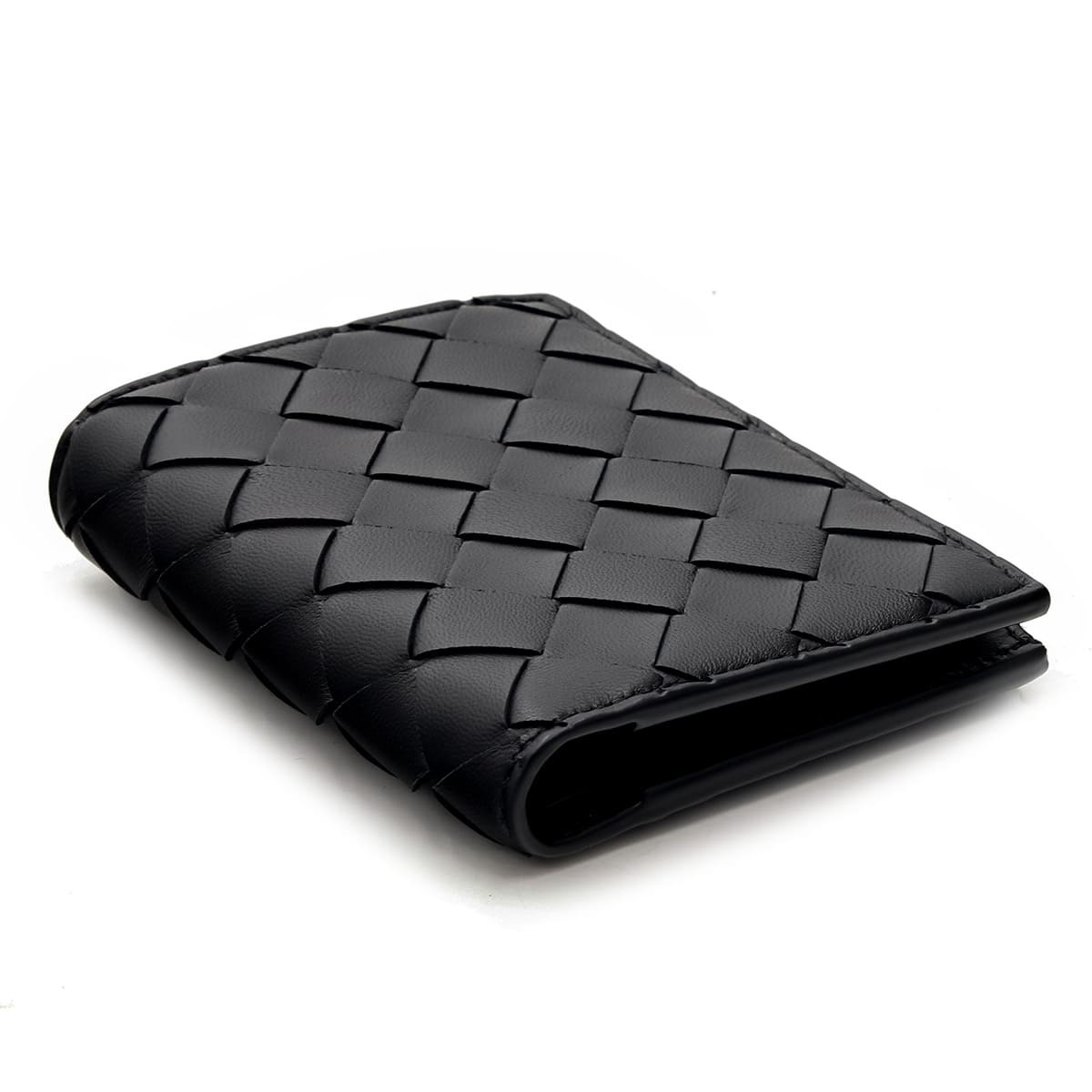 ボッテガヴェネタ BOTTEGA VENETA 二つ折り財布 レディース メンズ イントレチャート 本革 レザー ブラック 黒 ミニ財布 小銭入れ付き ファスナー コインケース 742330 V3UH2 8425