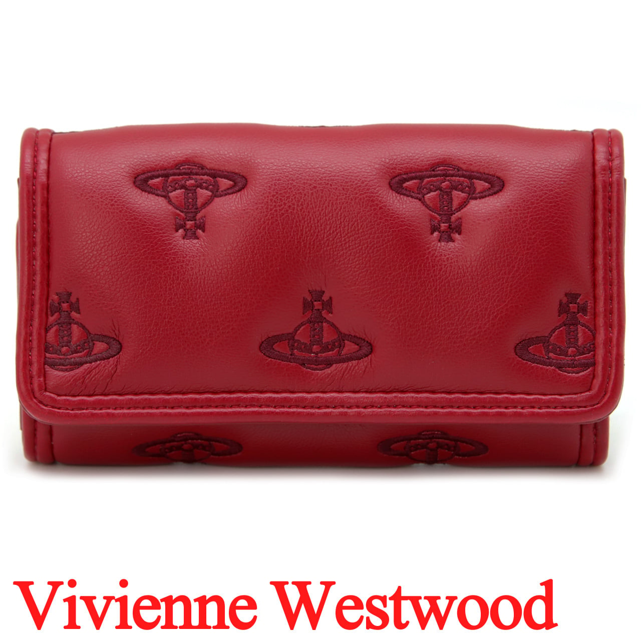ヴィヴィアンウエストウッド キーケース キーホルダー レディース メンズ 男女兼用 キーリング Vivienne Westwood ヴィヴィアン マルチオーブ型押し レッド VW4297 (5115003RW-S002K-H201) 【2026年秋冬モデル】 【ラッピング無料 誕生日 お祝い プレゼント ギフト 贈り物】