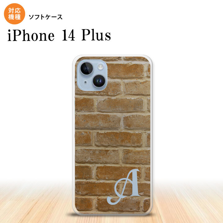 iPhone14 plsu iPhone14 plsu スマホケース 背面ケースソフトケース ピクチャ レンガ 茶 +アルファベット 2022年 10月発売 nk-i14pl-tp732i