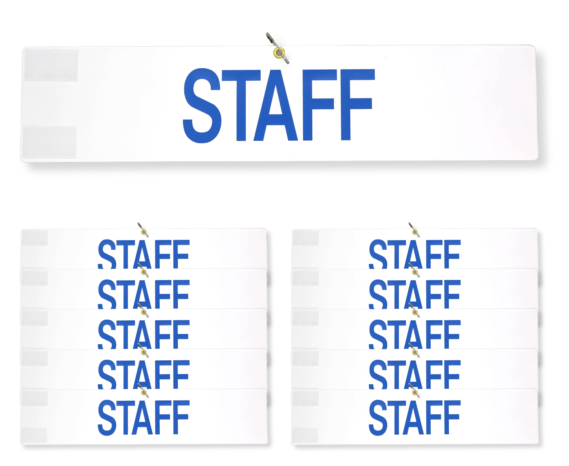 【送料無料】腕章 スタッフ ブルー 10枚セット 日本製 マジックテープ 安全ピン付き イベント 学校 STAFF