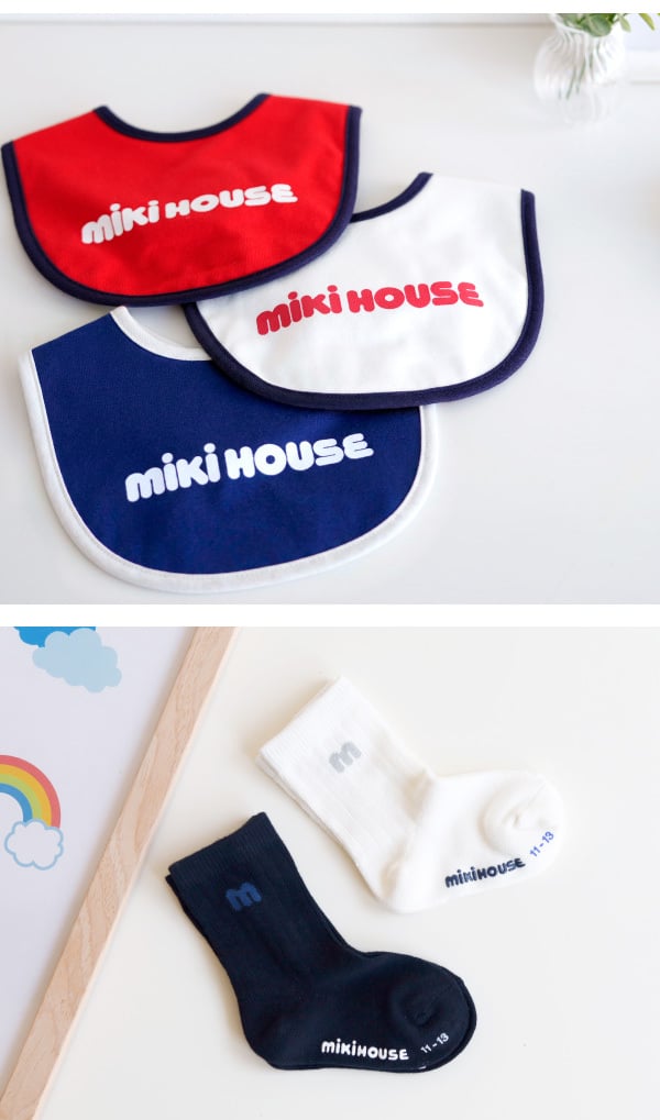 出産祝い おむつケーキ 男の子 女の子 ミキハウス mikihouse ソックス タオル スタイ よだれかけ 赤ちゃん ベビー かわいい おしゃれ ギフト 名入れ オムツケーキ 今治 日本製 ベビーシャワー 8000円 実用的 送料無料 ベビー用品 プレゼント 