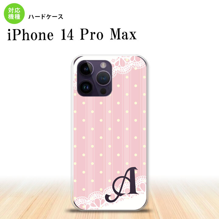 iPhone14 ProMax iPhone14 Pro Max スマホケース 背面ケース ハードケース ドット レース C 薄ピンク +アルファベット 2022年 9月発売 nk-i14pm-1618i