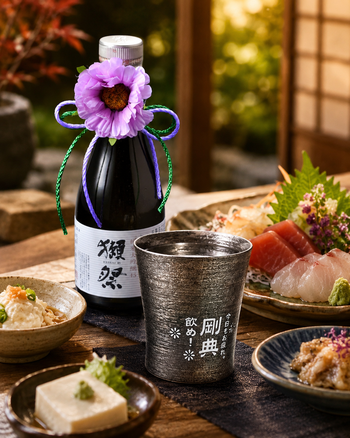 【早割】敬老の日 退職 名入れ ギフト SXX 酒セット 日本酒 獺祭 純米大吟醸45 180ml & 波佐見焼 雅焼酎カップ 紐リボン・コサージュ付 木箱入り / プレゼント ギフト 退職 記念 誕生日 還暦 古希 喜寿 傘寿 米寿 緑寿 早寿 長寿 祝い