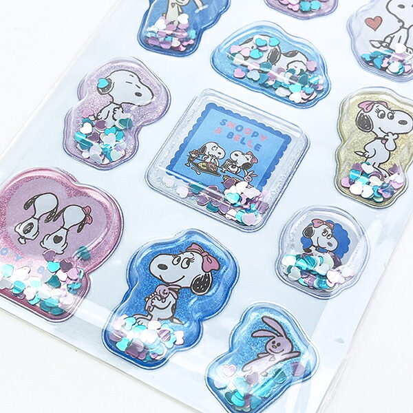 スヌーピー ＆ベル カプセルシール ライトブルー 文具 SNOOPY