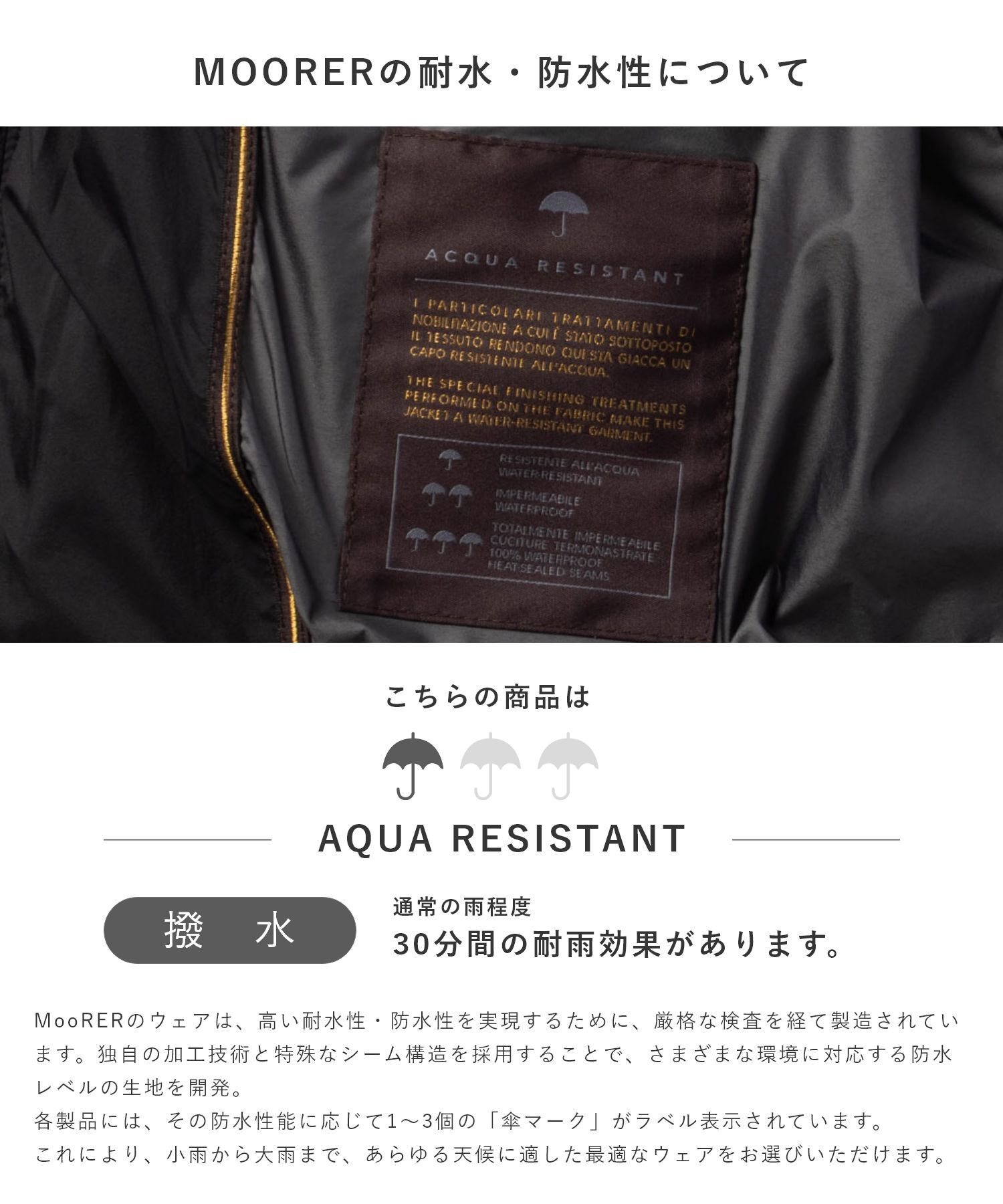 ムーレー MOORER ACQUA SERIES アクアシリーズ STAZIO-S3C スタツィオ MOUBO100119 TEPAT51 ジャケット ブルゾン メンズ アウター 撥水 STAZIO S3C