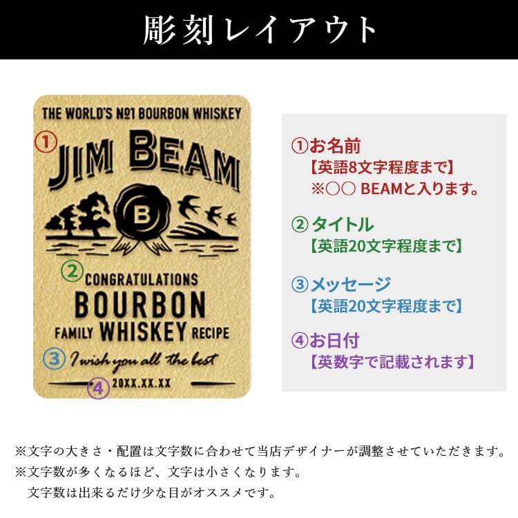 ジムビーム 名入れ ボトル ジョッキ ハイボール jim beamボン お酒 洋酒 ビール 家飲み オンライン飲み会 刻印 700ml  名前入り プレゼント ギフト 面白い センス 定年退職 還暦祝い 退職祝い 男性 女性 お祝い 古希 喜寿 傘寿 米寿 卒寿 白寿 百寿 敬老の日
