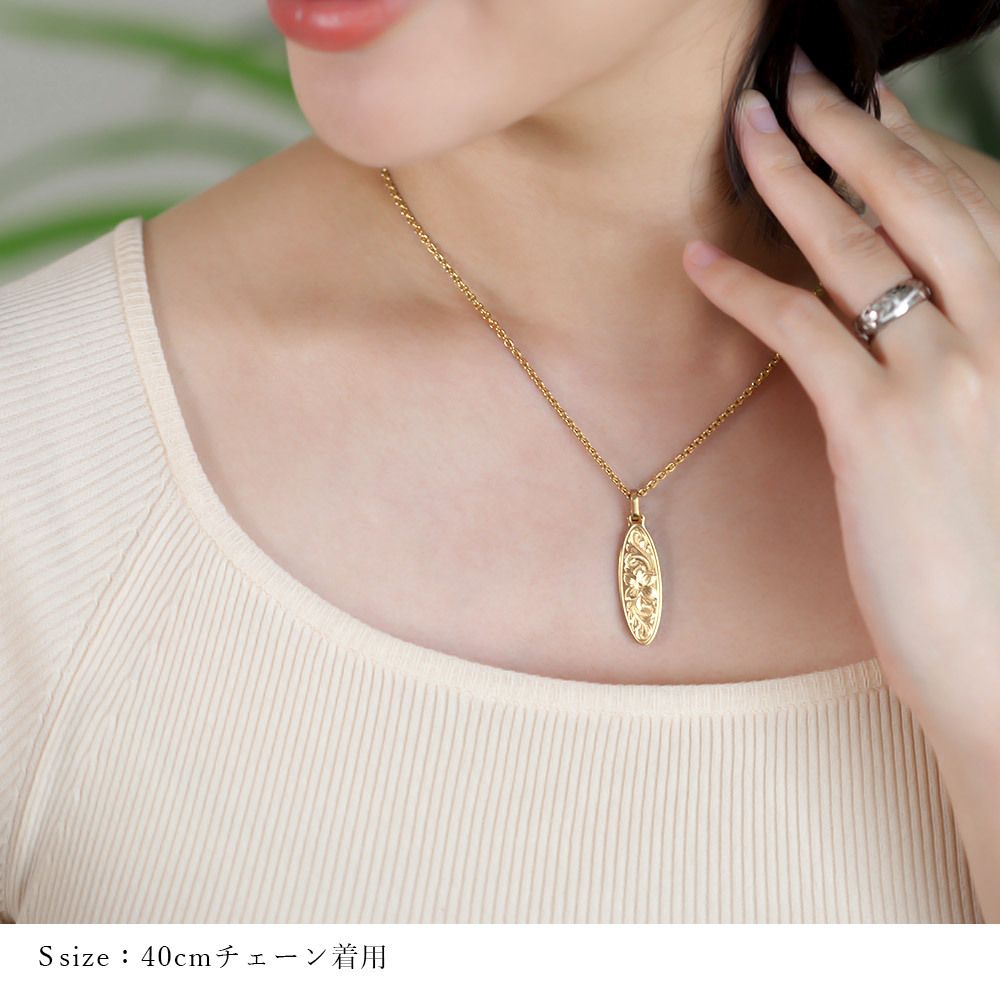 金属アレルギー対応 ペアネックレス ハワイアンジュエリー 純チタン ゴールドカラー ペアネックレス 刻印無料 誕生石 オーバル Sサイズ Lサイズ チェーン 長さ選べる イオンプレーティング カップル プレゼント ハロウィン 【品番：CG-TIP404SLP-Y】