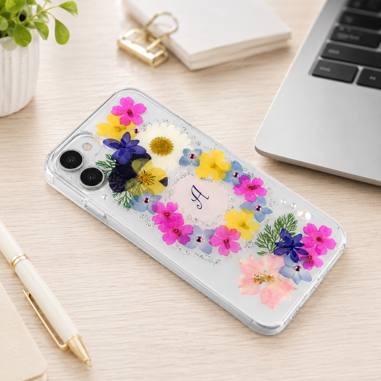 【ほぼ全機種対応スマホケース❁】押し花スマホケース NO.661（着日指定不可） 押し花＆レジン iPhone/Xperia/AQUOS/Galaxy他