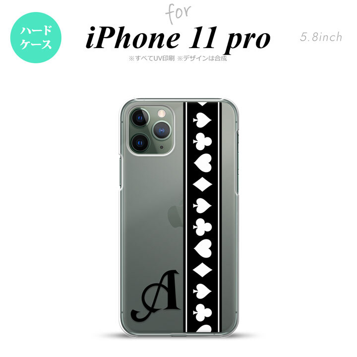 iPhone11Pro iPhone11 Pro スマホケース ハードケース トランプ 帯 黒 白 +アルファベット メンズ レディース nk-i11p-523i