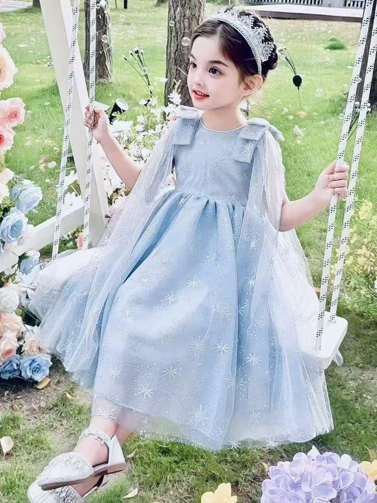 最安挑戦中 高品質 エルサ風 子供 ワンピース お姫様 アナ風 ドレス 衣装 キッズ コスチューム 緑色 女の子 コスプレ 発表会 誕生日 ギフト ハロウィン プレゼント クリスマス 雛祭り 七五三 半袖 100-140 なりきりアイテム