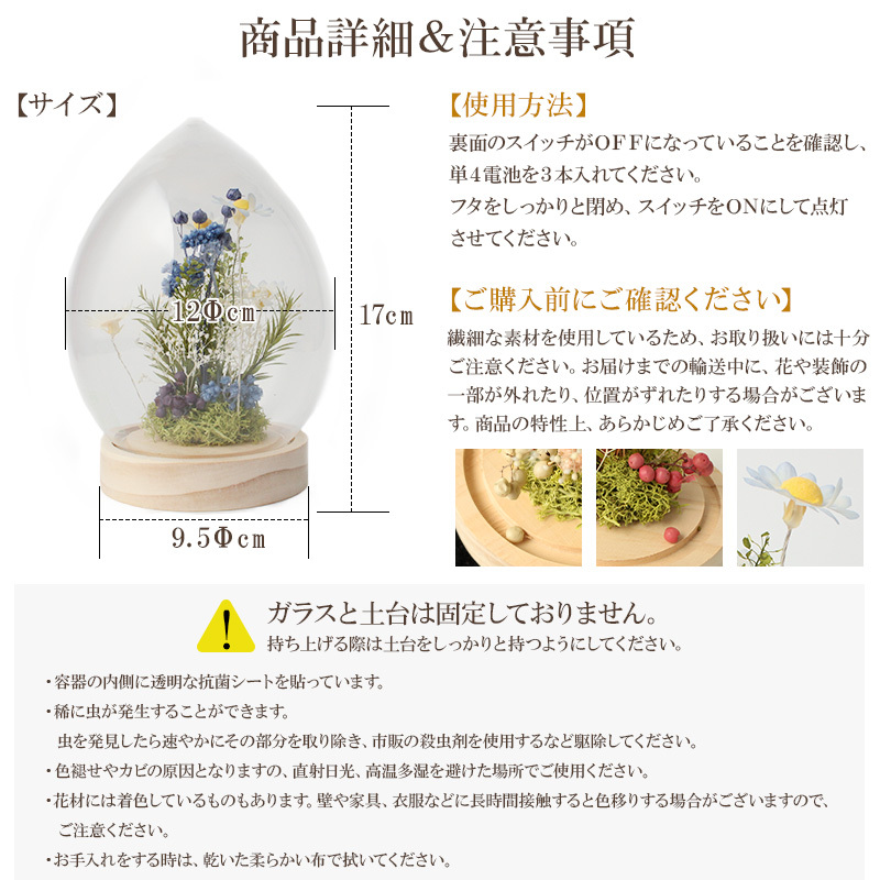 名入れ LEDフラワー マーガレット ガラスドーム タマゴ型 フラワーギフト 花ギフト 間接照明 インテリア プレゼント 誕生日 記念日 母の日 お祝い 女性
