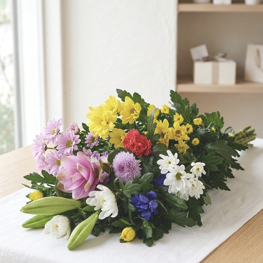 お供え花束・仏花＜墓参・仏壇 D＞【送料無料】【品質保証★花】【お盆 花】【お盆 お供え】【花 お供え】【最短発送】