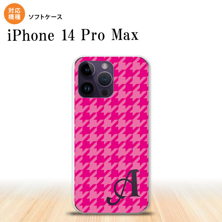 iPhone14 ProMax iPhone14 Pro Max スマホケース 背面ケースソフトケース 千鳥 格子 大 ピンク +アルファベット 2022年 9月発売 nk-i14pm-tp916i