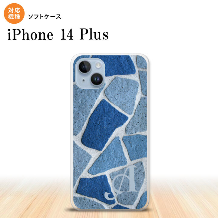 iPhone14 plsu iPhone14 plsu スマホケース 背面ケースソフトケース ピクチャ 石畳 青 +アルファベット 2022年 10月発売 nk-i14pl-tp734i