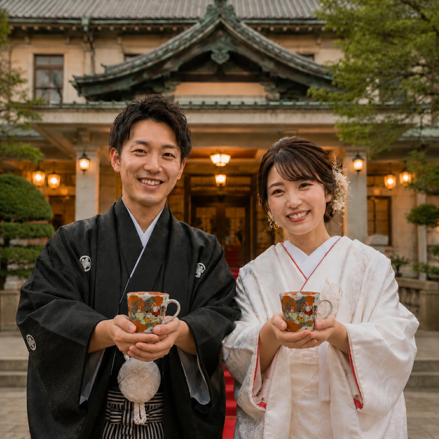 名入れ プレゼント ギフト 小町と小太郎 福日和 マグカップ マグカップ (単品/ペア)（和） 最速 | 名入れマグカップ 結婚祝い 名前入り 保温 冷温 誕生日 誕生日 還暦祝い 父 母 男性 女性 お祝い 長寿祝い 友人 敬老の日 夕立窯