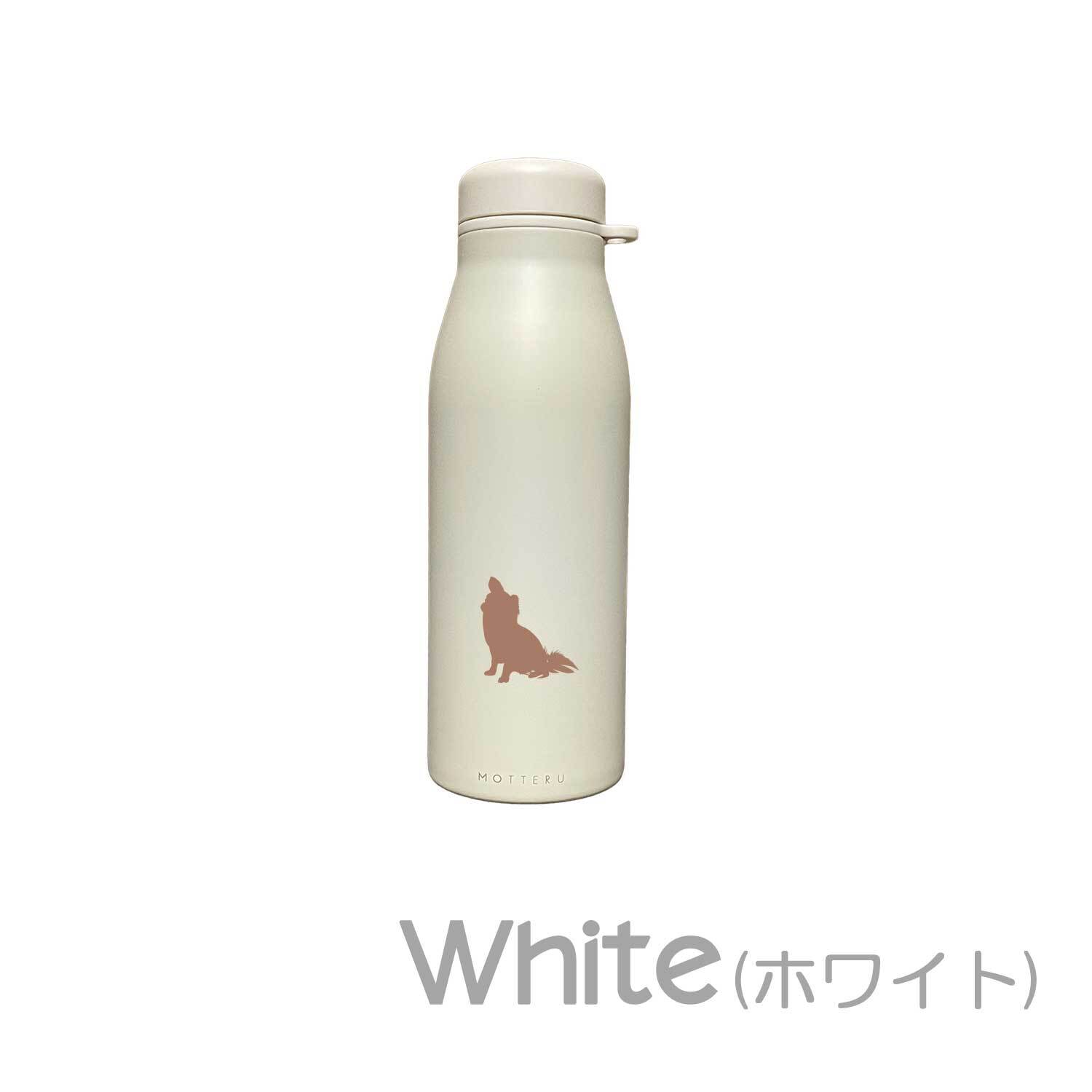 チワワ ショルダー ステンレスボトル 500ml 保温 保冷 ステンレス 真空 断熱 二重構造 水筒 マイボトル カラビナ ベルト ストラップ オリジナル ロングコート 犬 ペット