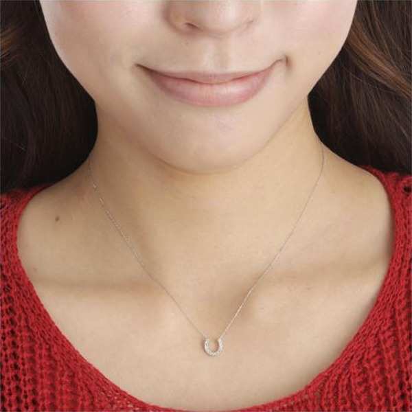 K18 ホワイトゴールド ホースシュー ダイヤモンド ネックレス ペンダント 18金 馬蹄形 ダイヤ 宝石 ジュエリー レディース アクセサリー ギフト プレゼント 贈り物