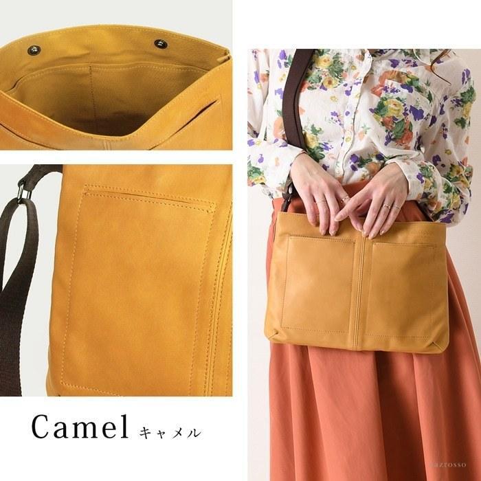 軽量 サコッシュ ショルダーバッグ 本革 レザー バッグ 日本製 コンパクト 薄マチ レディース