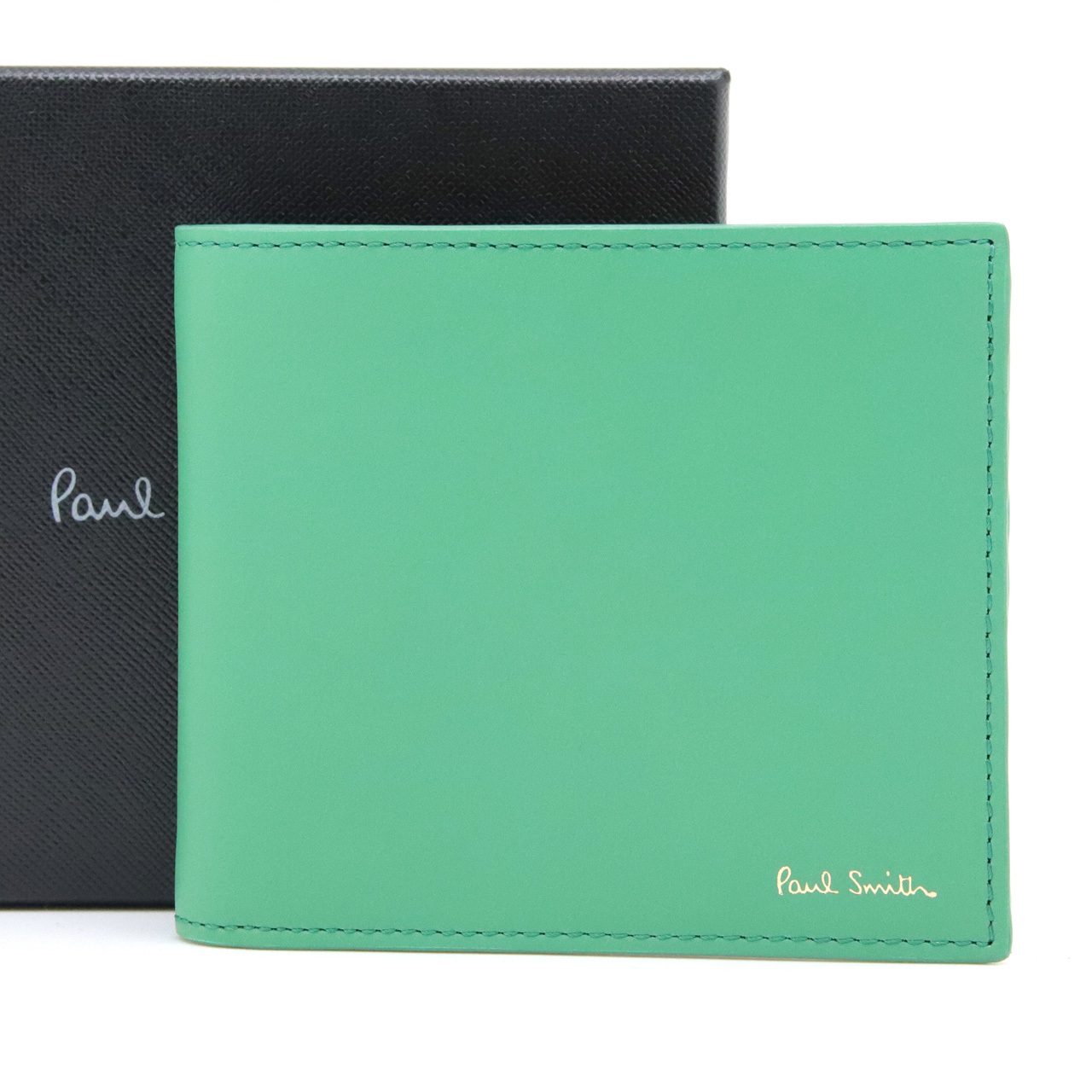 ポールスミス 財布 Paul Smith 二つ折り財布 小銭入れなし メンズ コバルトグリーン マルチストライプ M1A-4832-DMULTI 30 【ラッピング無料 誕生日 お祝い プレゼント ギフト 贈り物】 送料無料