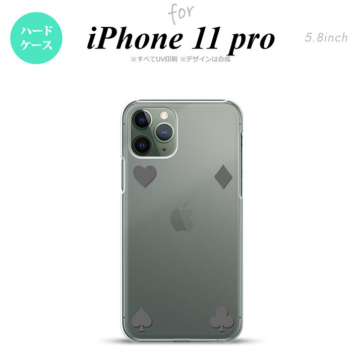iPhone11Pro iPhone11 Pro スマホケース ハードケース トランプ 四隅 グレー メンズ レディース nk-i11p-521