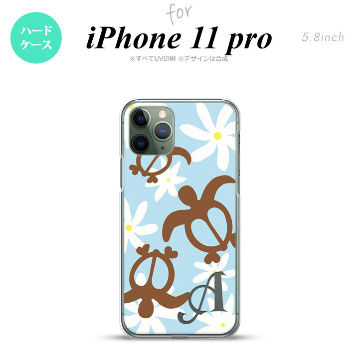 iPhone11Pro iPhone11 Pro スマホケース ハードケース ホヌ ティアレ 水色 +アルファベット メンズ レディース nk-i11p-1082i