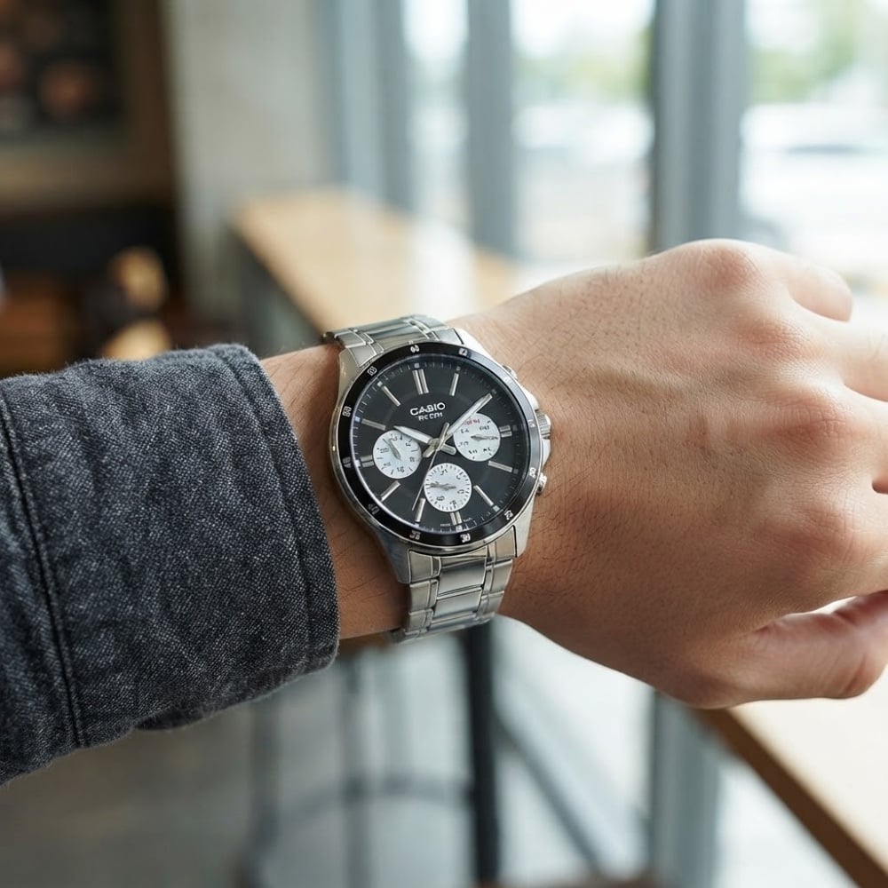 日本未発売 カシオ スタンダード CASIO 腕時計 手表 メンズ 父の日 収納ケース付き チープカシオ チプカシ ブラック文字盤 黒 メタルバンド カレンダー 日付 曜日 彼氏 父 旦那 夫 友達 誕生日プレゼント 記念日 ギフト 成人 卒業 入学