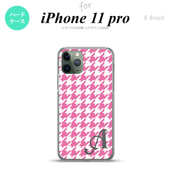 iPhone11Pro iPhone11 Pro スマホケース ハードケース 千鳥 格子 大 ピンク 白 +アルファベット メンズ レディース nk-i11p-917i