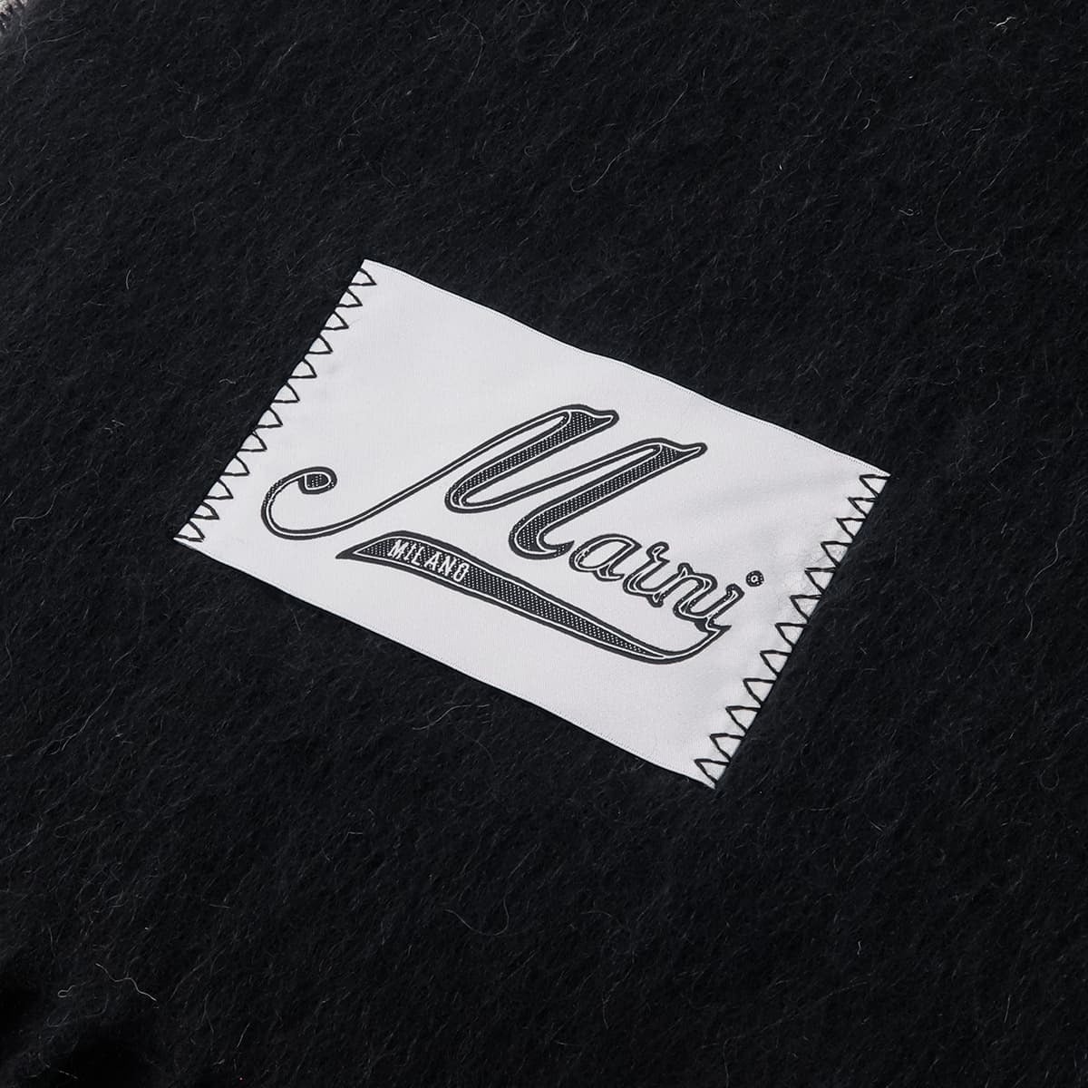 マルニ MARNI マフラー レディース SCMC0059Y0 UTW918 00N99 BLACK ブラック アルパカ 大判 ストール スカーフ フリンジ ロゴ ロゴラベル 防寒 秋冬 ブランド プレゼント ギフト