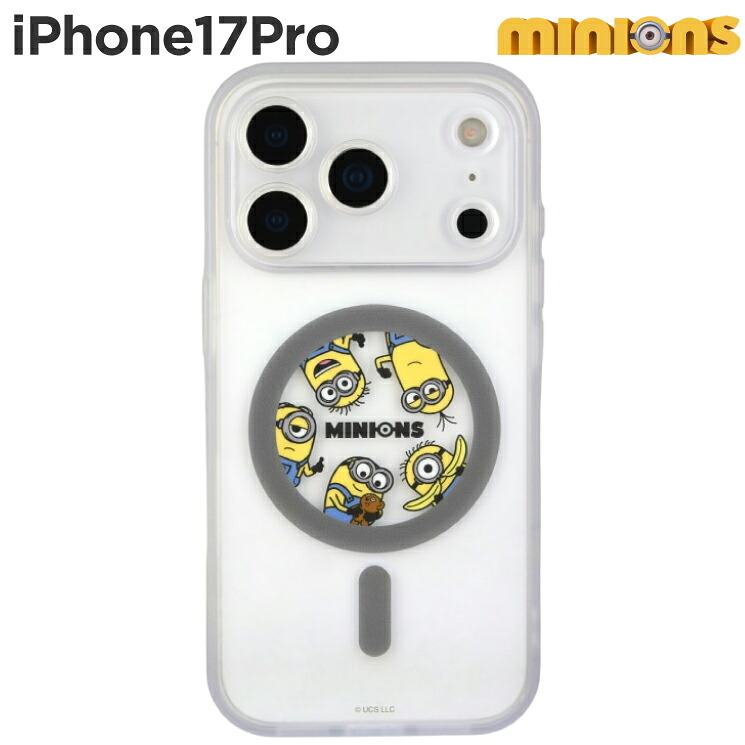 ミニオン iPhone17Pro ケース クリア 半透明 magsafe ミニオンズ ボブ ティム キャラクター グッズ スマホ カバー エアクッション ハイブリッド 耐衝撃 iPhone 2025 6.3inch ３眼 アイホン アイフォン マットクリア 磁石 マグセーフ MINI-531A