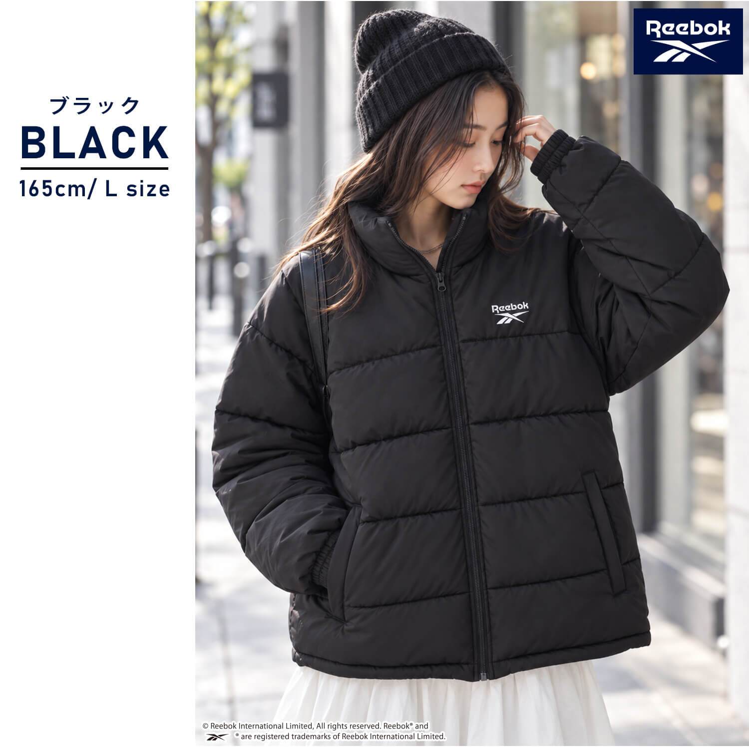 Reebok リーボック 中綿ジャケット レディース 長袖 アウター スタンドカラー フルジップ  軽量 防寒 あたたかい ロゴ スポーツ ブランド 大きいサイズ ゆったり ユニセックス 大人 カジュアル アウター 春 秋 冬 M L LL 黒 別注 2026fw karlas