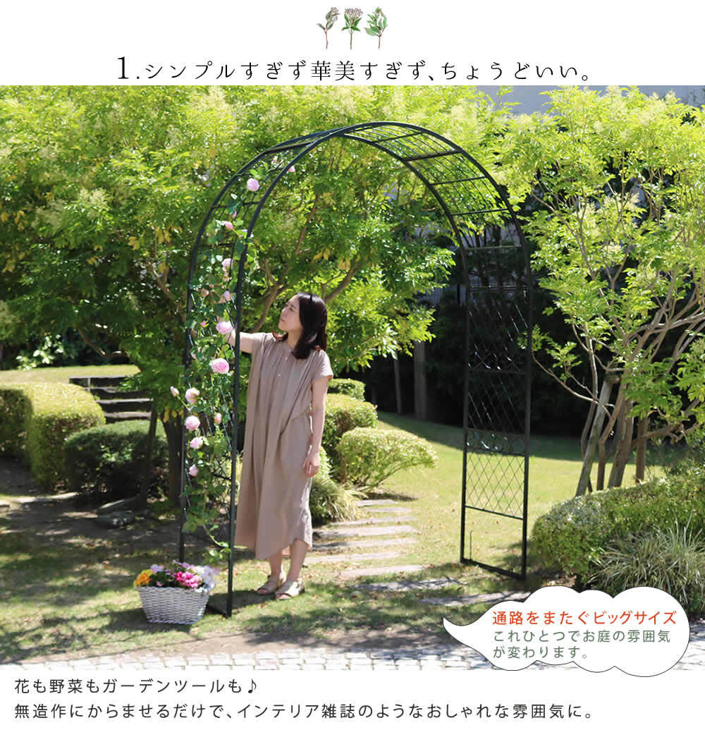 フェンス ワイドアイアンアーチ 送料無料 ダークグリーン アイアン アーチ 門 木製 バラ 薔薇 フェンス おしゃれ 小型 北欧 ガーデニング 屋外 家具 ツタ 蔦 エントランス エクステリア ロマンチック トレリス 園芸支柱 つるバラ 誘引 黒 仕切り