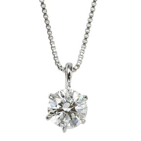 ダイヤモンド ネックレス 一粒 プラチナ Pt900 0.5ct 6本爪 Hカラー SI2クラス Goodカット 鑑定書付き ペンダント レディース シンプル アクセサリー 記念日 誕生日 ギフト