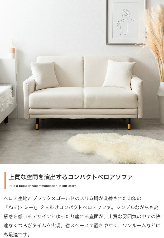 ソファ 座椅子 2人掛け コンパクト ー ベロア フロア ロー 二人用 2P 小さい 小さめ 省スペース クッション付き ひとり暮らし 一人暮らし 高級感 高見え 上質 幅113 1K ワンルーム リビング 組み立て簡単