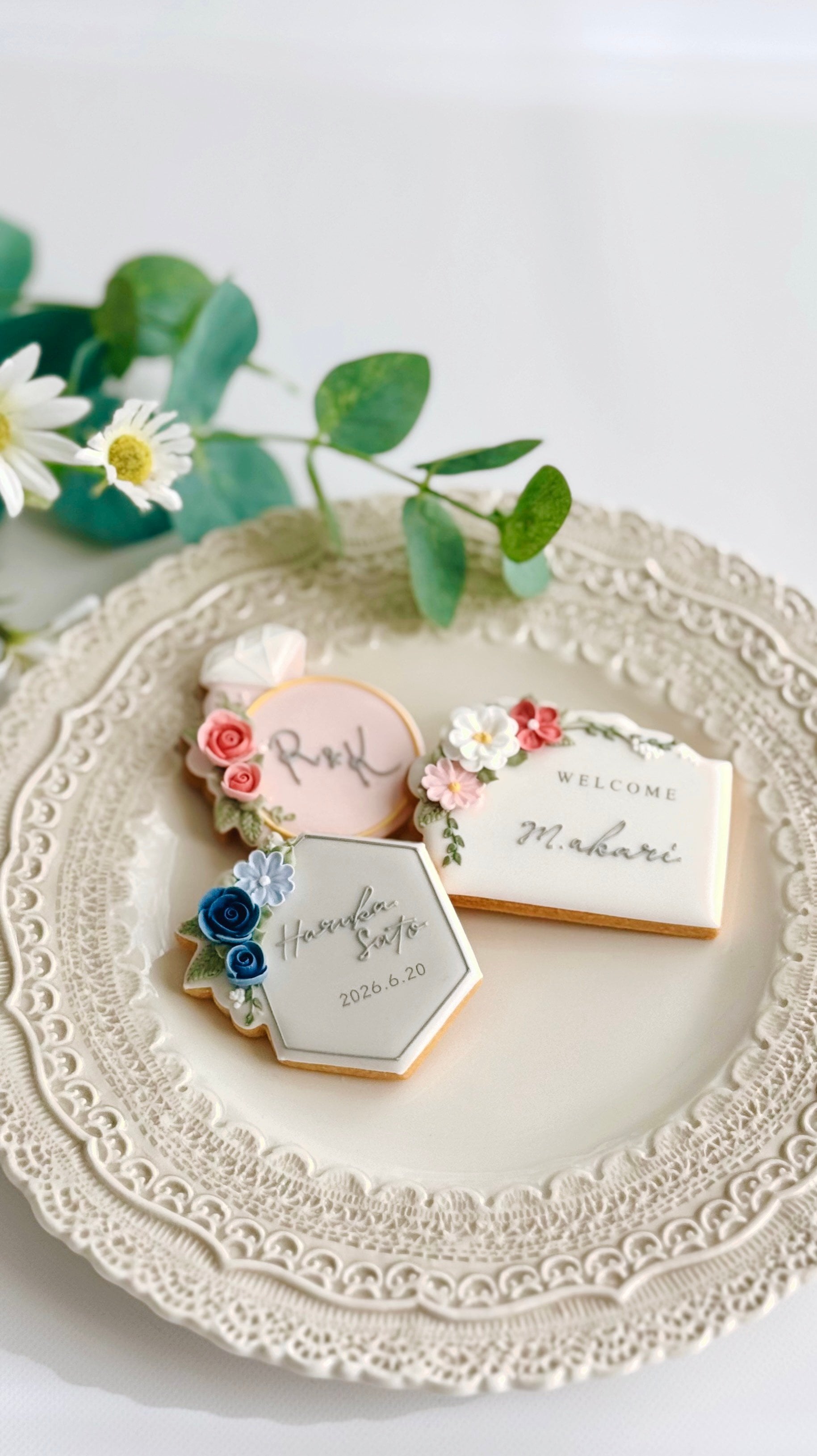 花迎えクッキー（席札・メッセージ） 記念日 結婚祝い ウェディング