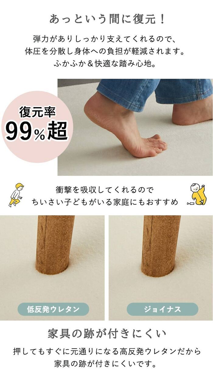 ラグ カーペット 高反発 極厚 厚手 撥水 防音 滑り止め 絨毯 じゅうたん オールシーズン 北欧 おしゃれ 洗える風 リビング フロアマット 床暖房 ホット 対応 130×190 190×190 190×240 一人暮らし 子供部屋 防ダニ クッション