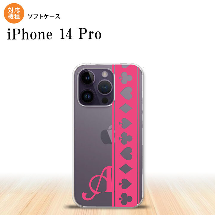 iPhone14 Pro iPhone14 Pro スマホケース 背面ケースソフトケース トランプ 帯 ピンク クリア +アルファベット 2022年 9月発売 nk-i14p-tp530i