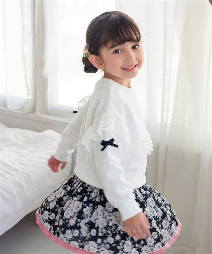 Rora 子供服 通販 キッズスカート チュチュスカート ピアノ発表会 結婚式フォーマル 卒園式入学式 フォーマル ウエストゴム フレアスカート ボリュームスカート チュールスカート アンティーク調 ガーリーレトロ ふんわり可愛い お出かけ着 小学生