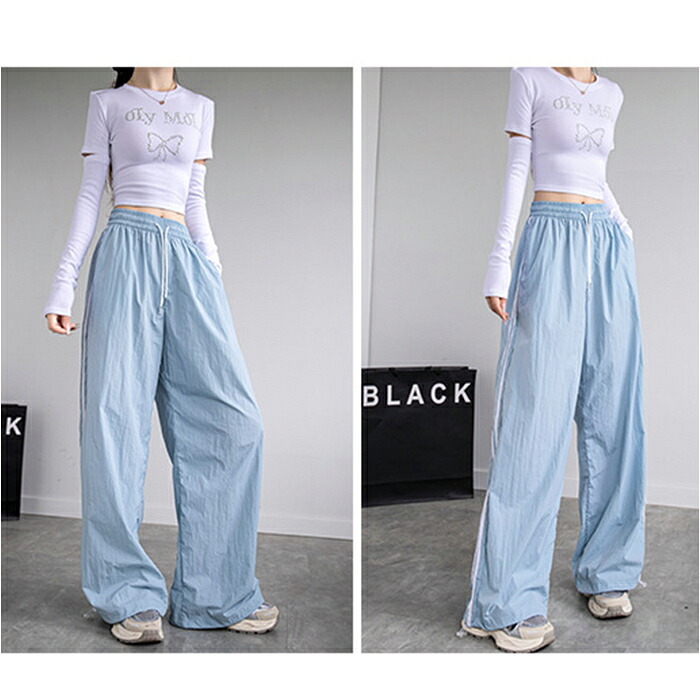 トラックパンツ レディース 通販 サイドライントラックパンツ ラインパンツ サイドラインパンツ ワイドパンツ シャカシャカパンツ ダンスパンツ 長ズボン レディースパンツ ボトムス 部屋着 ウエストゴム スポーツ ランニング カジュアル おしゃれ かわいい