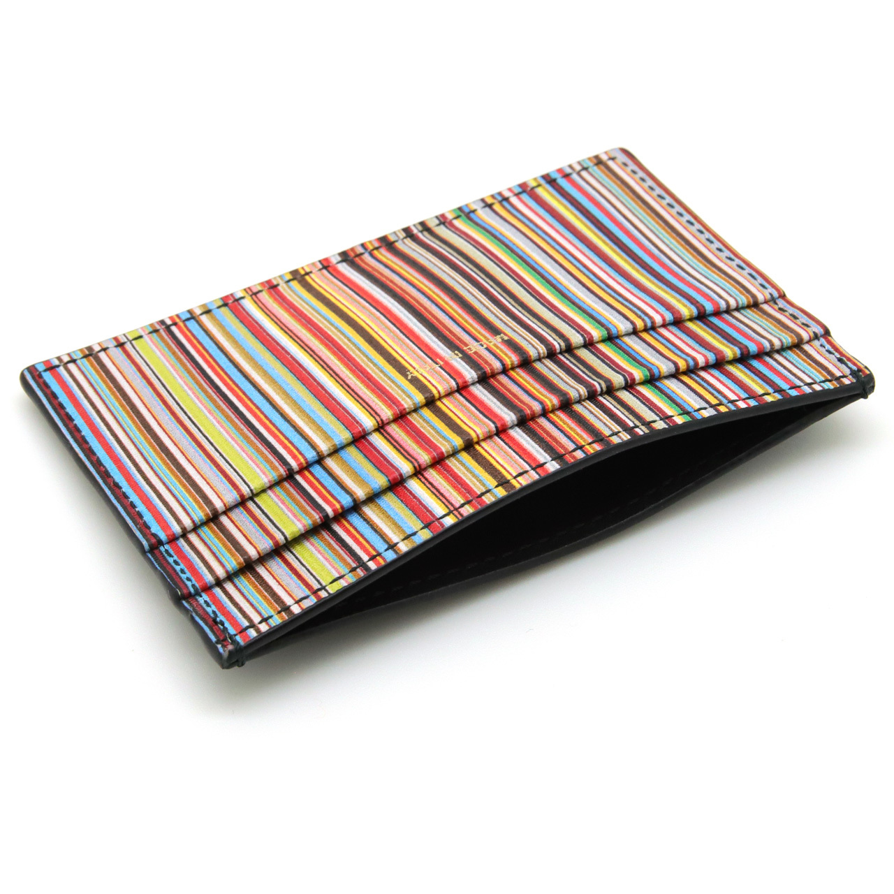 ポールスミス カードケース Paul Smith 名刺入れ カード入れ パスケース メンズ レザー ブラック マルチストライプ M1A-4768-DMULTI 79 【ラッピング無料 誕生日 お祝い プレゼント ギフト 贈り物】 送料無料