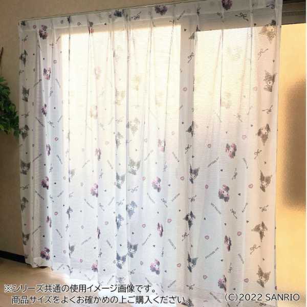 サンリオ レースカーテン 2枚セット 100×176cm クロミ マイメロディ 真夜中のメロクロ キャラクター グッズ 子供部屋 寝室 おしゃれ かわいい 洗濯可 サンリオ正規ライセンス品