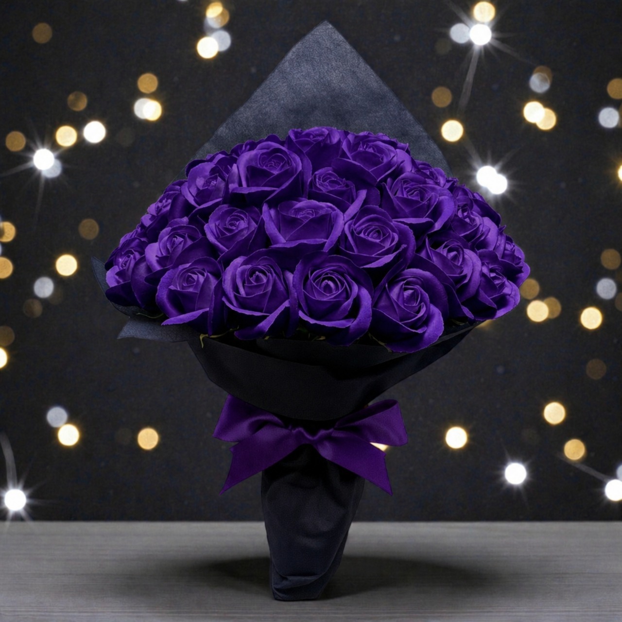 【ディープパープル】「サヴォンローズ」 花束 ブーケ バラの花束 薔薇の花束 花ギフト フラワーギフト フラワーボックス プロポーズ サプライズ ソープフラワー シャボンフラワー 石鹸フラワー 石鹸の花 石鹸のバラ 枯れない花 インテリア 母の日 父の日 敬老の日 クリスマス バレンタイン ホワイトデー 誕生日 入学 卒業 就職 結婚祝い 結婚記念日 退職祝い 記念日 