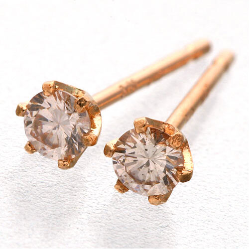 ピアス レディース 18金 K18PG ピンクダイヤモンド 0.1ct ピンクゴールド 両耳用 ダイヤピアス 天然石 希少石 華奢 シンプル アクセサリー ジュエリー 上品 贈り物 プレゼント ギフト