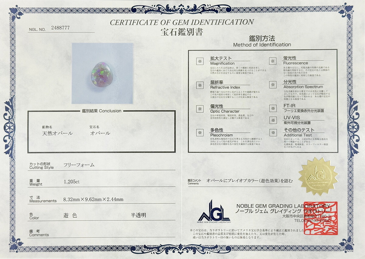 オパール ネックレス 1.205ct ダイヤモンド プラチナ Pt900 ペンダント シンプル エレガント 上品 レディース 宝石 ダイヤ 一粒 一石 ジュエリー 10月 誕生石 プレゼント