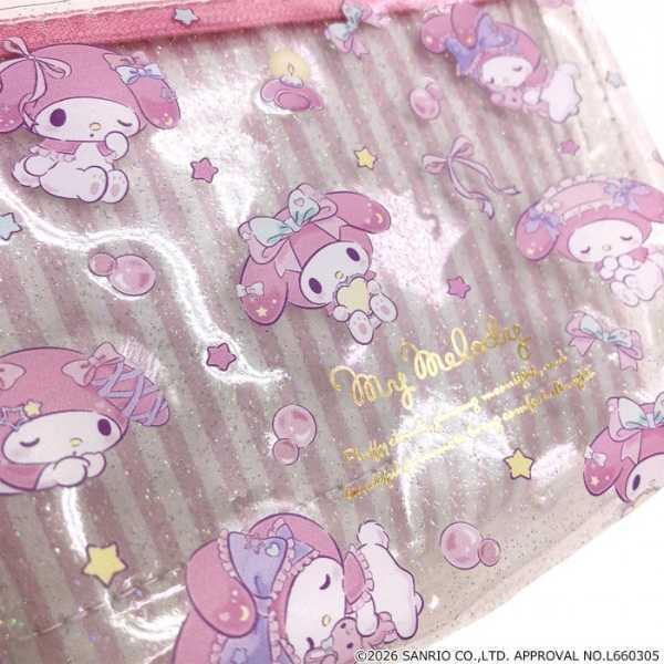 サンリオ マイメロディ ミニダブルポーチ クリアポーチ 化粧ポーチ 小物入れ 筆箱 ペンケース 透明 ラメ 合皮 ストライプ 可愛い おしゃれ キャラクター グッズ サンリオ正規ライセンス品